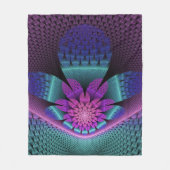 珍しいパターン(の模様が)あるファンタジーカラフルフラワーフラクタル フリースブランケット (正面)