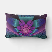 珍しいパターン(の模様が)あるファンタジーカラフルフラワーフラクタル ランバークッション (裏面)