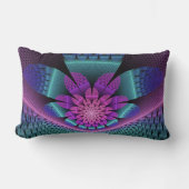 珍しいパターン(の模様が)あるファンタジーカラフルフラワーフラクタル ランバークッション (正面)