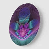 珍しいパターン（の模様が）あるファンタジーカラフルフラワーフラクタル ラージ壁時計 (傾斜)