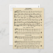 珍しいヴィンテージのクリスマスミュージックシート シーズンポストカード (正面/裏面)