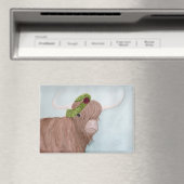 珍しい休日の動物：牛磁石3.5"x2.5" マグネット (インサイチュ (食洗機))