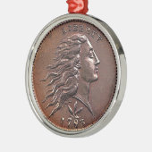 珍しい初期アメリカのペニー メタルオーナメント (左)