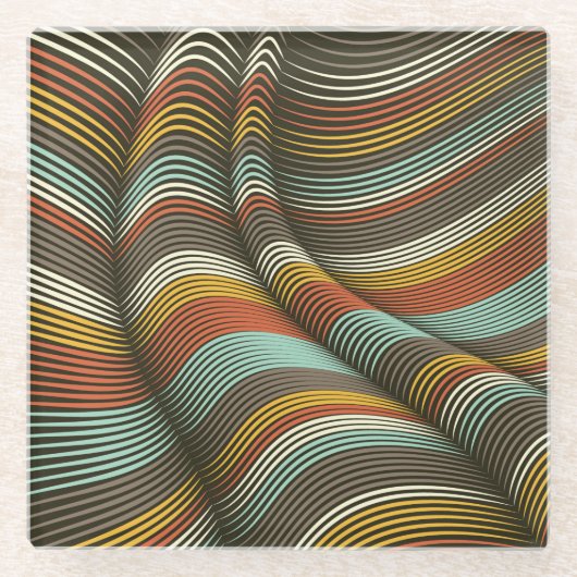 珍しい曲線装飾フレックス線 ガラスコースター (正面)