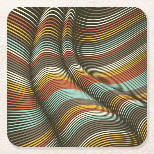 珍しい曲線装飾フレックス線 スクエアペーパーコースター (正面)