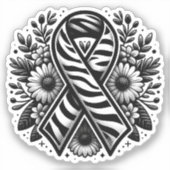 珍しい病気の認識度リボン（花） シール (正面)