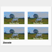 珍しい白い新しい森のポニー、ワイルドホース – イングランド 長方形シール (シート)