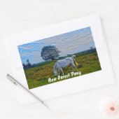 珍しい白い新しい森のポニー、ワイルドホース – イングランド 長方形シール (封筒)