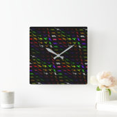 珍しい虹のカッコいいカラフルカワイイ恐竜 スクエア壁時計 (ホーム)