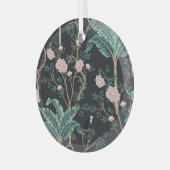 珍しい鳥のヴィンテージ：バナナの木の壁 ガラスオーナメント (正面左)