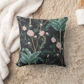 珍しい鳥のヴィンテージ：バナナの木の壁 クッション (ブランケット)