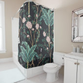珍しい鳥のヴィンテージ：バナナの木の壁 シャワーカーテン (インサイチュ)