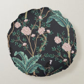 珍しい鳥のヴィンテージ:バナナの木の壁 ラウンドクッション (裏面)