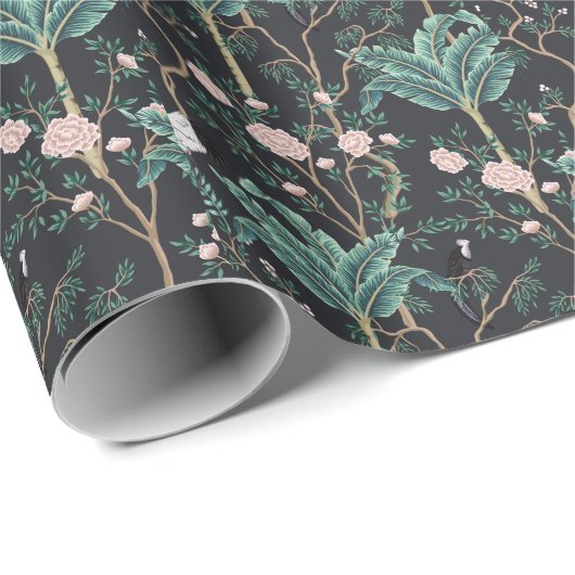 珍しい鳥のヴィンテージ:バナナの木の壁 ラッピングペーパー (ロールコーナー)