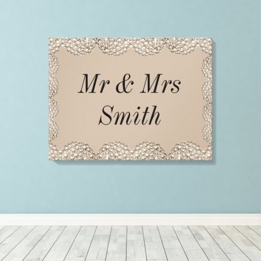 珍しかわいらしいパーソナライズされた結婚キャンバスの贈り物 キャンバスプリント (インサイチュ (ウッドフロア))