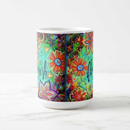 現かわいらし盛なフローラ感動的ガーリー コーヒーマグカップ (中央)