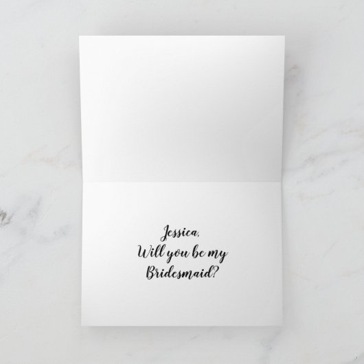 現に驚いた花嫁の提案の折り畳まれたカード カード (内部)