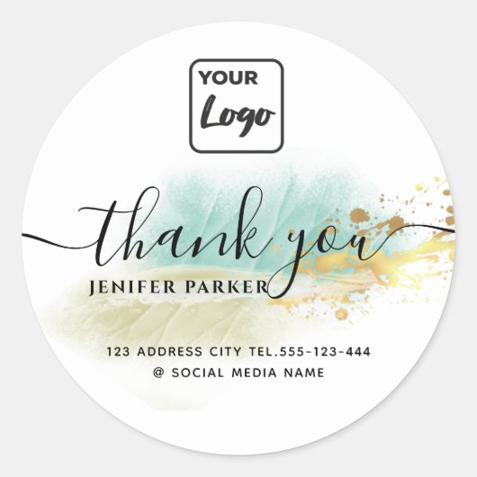 現代のアルコールインクカスタムロゴ サンクス ラウンドシール (正面)