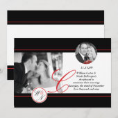 現代のイニシャル入り結婚発表 案内状 (正面/裏面)