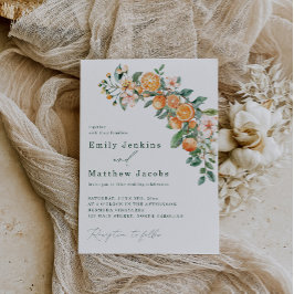 現代のオレンジをテーマにした結婚式の招待状 編集可能 招待状