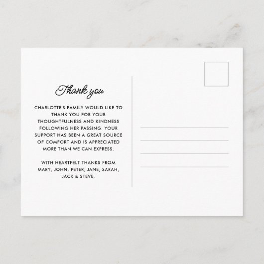 現代のオーダーメイド テキスト 5-写真 葬儀 お礼 ポストカード (裏面)