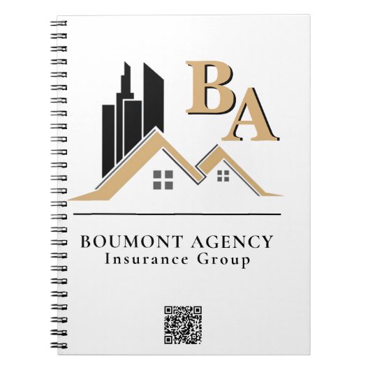 現代のカスタマイズ可能なロゴ プロフェッショナル ブラック ゴールド ノートブック (正面)