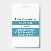  現代のカスタマイズ可能な医師アシスタントIDカード バッジ (裏面)