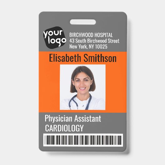  現代のカスタマイズ可能な医師アシスタントIDカード バッジ (正面)