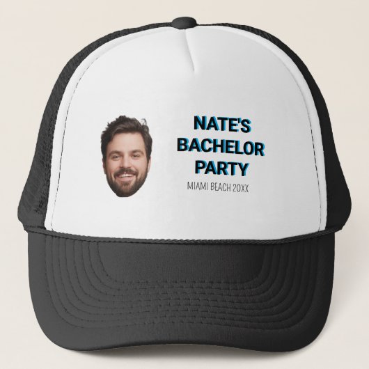 現代のカスタム写真 バチェラーパーティーの仲間へのギフト キャップ (正面)
