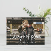 現代のカリグラフィー結婚式　予定変更のお知らせ 案内状 (スタンド正面)