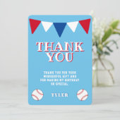 現代のキュートな野球の子供の誕生日 サンキューカード (スタンド正面)