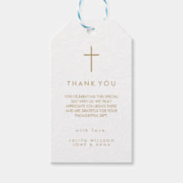 現代のクロス ゴールド 写真 洗礼 ギフトタグ