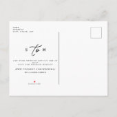 現代のグリーン ブラック ウェディング セーブ・ザ・デート 案内ポストカード (裏面)