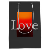 現代のグレーレッドラブウェディング ミディアムペーパーバッグ (裏面)