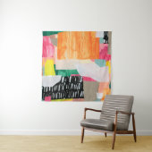 現代のコラージュアート。キャンバスに混合メディア。カラフル タペストリー (インサイチュ)