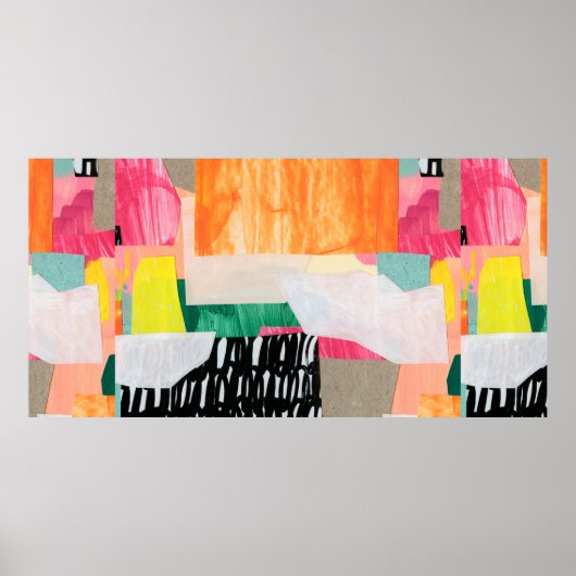 現代のコラージュアート。キャンバスに混合メディア。カラフル ポスター (正面)