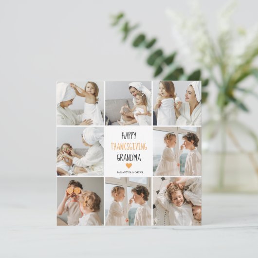 現代のコラージュ写真 ハッピーサンクスギビング おばあちゃん シーズンカード (スタンド正面)