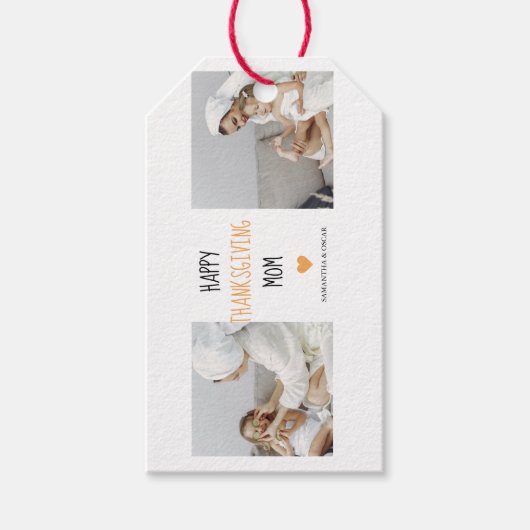 現代のコラージュ写真 ハッピースターズ感謝祭ママ ギフトタグ (正面)