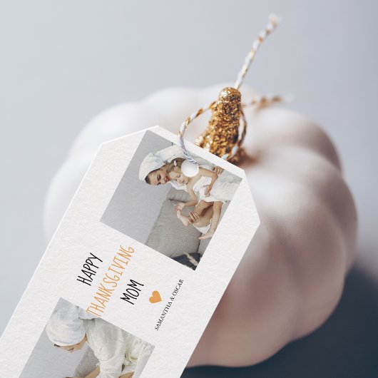 現代のコラージュ写真　ハッピースペシャルサンクスギビングママ ギフトタグ