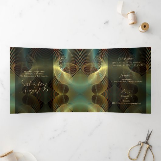 現代のゴールドスワール・キンセアニエラ 三つ折り招待状 (内部)