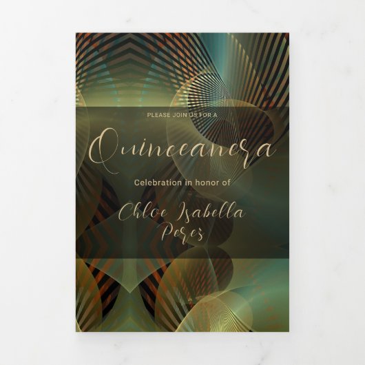 現代のゴールドスワール・キンセアニエラ 三つ折り招待状 (カバー)