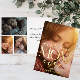 現代のゴールドハッピーマザーズデー写真 箔シーズンカード