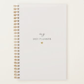 現代のゴールドハートカスタムネームと年2024 プランナー手帳 (正面)