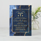 現代のゴールドブルーの看護学校卒業パーティー 招待状 (スタンド正面)