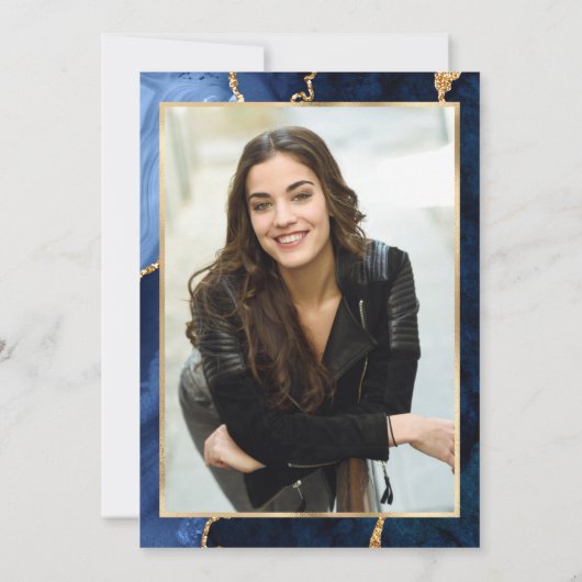 現代のゴールドブルーの看護学校卒業パーティー 招待状 (裏面)