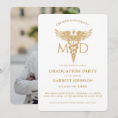 現代のゴールド医師卒業パーティー 招待状 (正面/裏面)