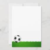 現代のサッカーボール芝生子供の1歳の誕生日パーティー 招待状 (裏面)