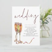 現代のシャンパンフルート結婚式 招待状 (スタンド正面)