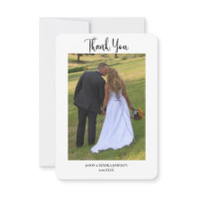 現代のシンプルな写真2枚のウェディングメッセージカード