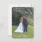 現代のシンプルな写真2枚を使った結婚式のお礼メッセージカード サンキューカード (裏面)
